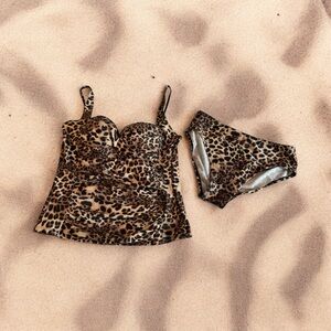 Leopard Print Girls Swimwear Set